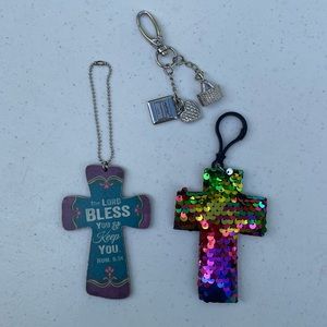 Longaberger Keychain & Unbranded Cross Keychain Lot